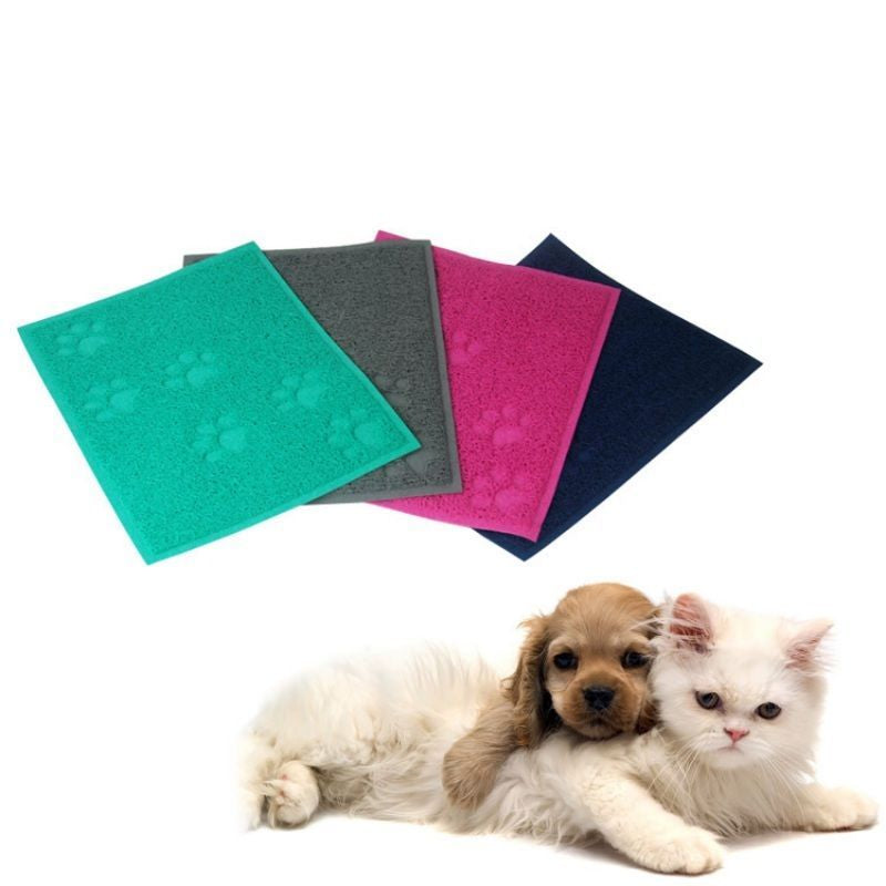Green Square Shaped PVC Cat Dog Mat Nonslip Pet Food Water Bowl Feeding Placemat