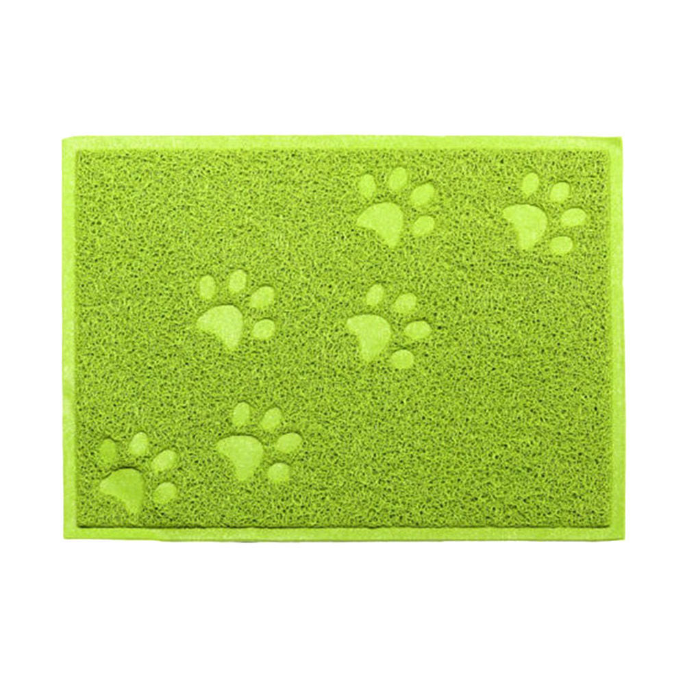 Green Square Shaped PVC Cat Dog Mat Nonslip Pet Food Water Bowl Feeding Placemat