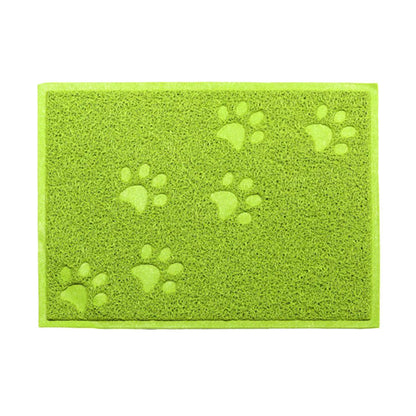 Green Square Shaped PVC Cat Dog Mat Nonslip Pet Food Water Bowl Feeding Placemat