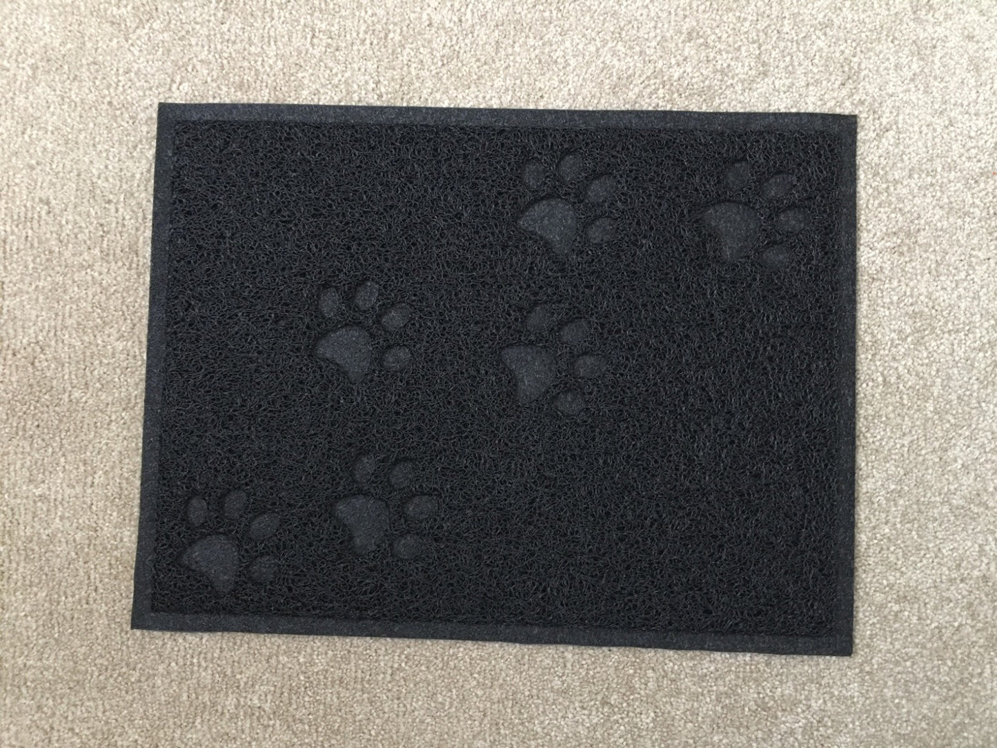 Black Square Shaped PVC Cat Dog Mat Nonslip Pet Food Water Bowl Feeding Placemat