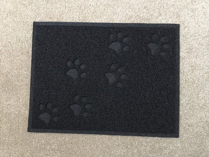 Black Square Shaped PVC Cat Dog Mat Nonslip Pet Food Water Bowl Feeding Placemat