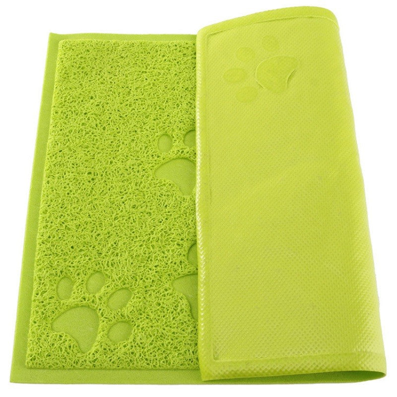 Green Square Shaped PVC Cat Dog Mat Nonslip Pet Food Water Bowl Feeding Placemat