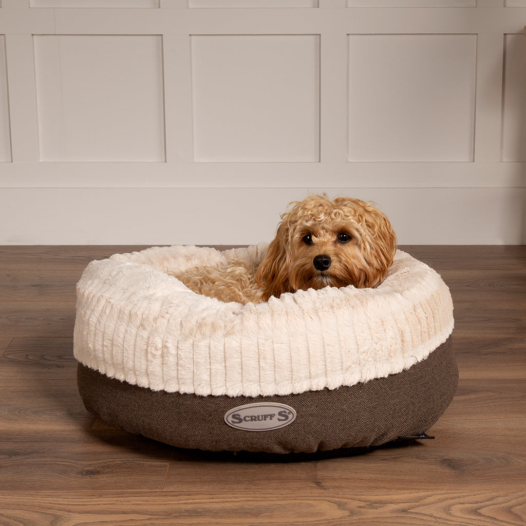 Ellen Donut Dog Bed (in Tan, Pink or Grey) by Scruffs