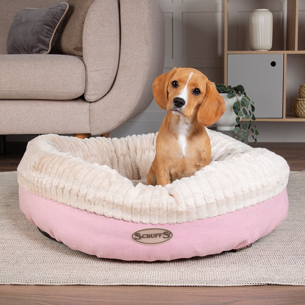 Ellen Donut Dog Bed (in Tan, Pink or Grey) by Scruffs