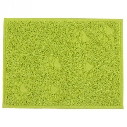 Green Square Shaped PVC Cat Dog Mat Nonslip Pet Food Water Bowl Feeding Placemat
