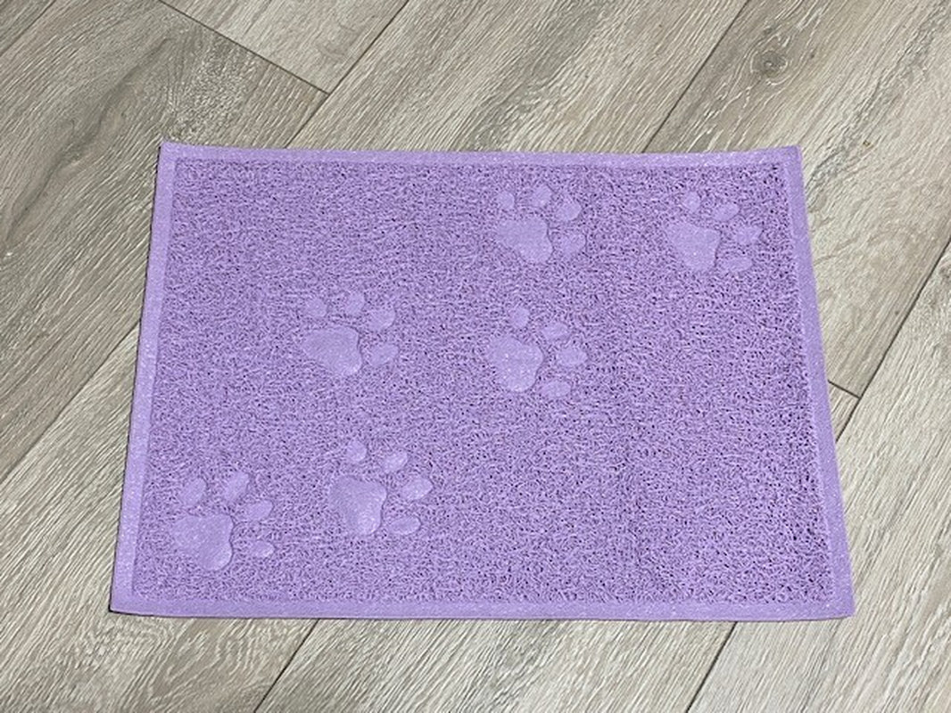 Purple Rectangle PVC Cat Dog Mat Non-Slip Pet Food Water Bowl Feeding Placemat