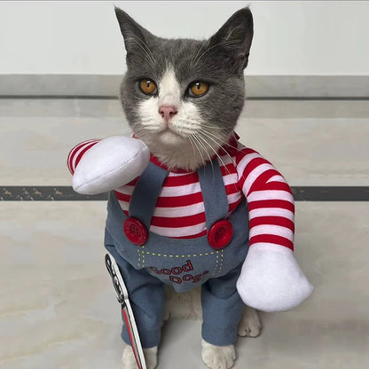 Funny Cat Clothes Halloween Cosplay Costumes For Small Medium Dog Cats Creative Pet Party Kitten Jumpsuits Soft Warm Cat Coat