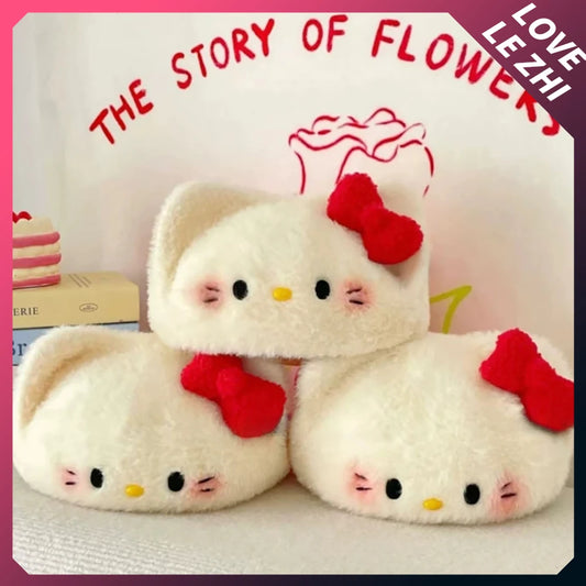 Cute Cartoon Character Kt Cat Autumn Winter White Furry Beret Fashion Cat Ears Bowknot Keep Warm Creative Painter Hat Beret