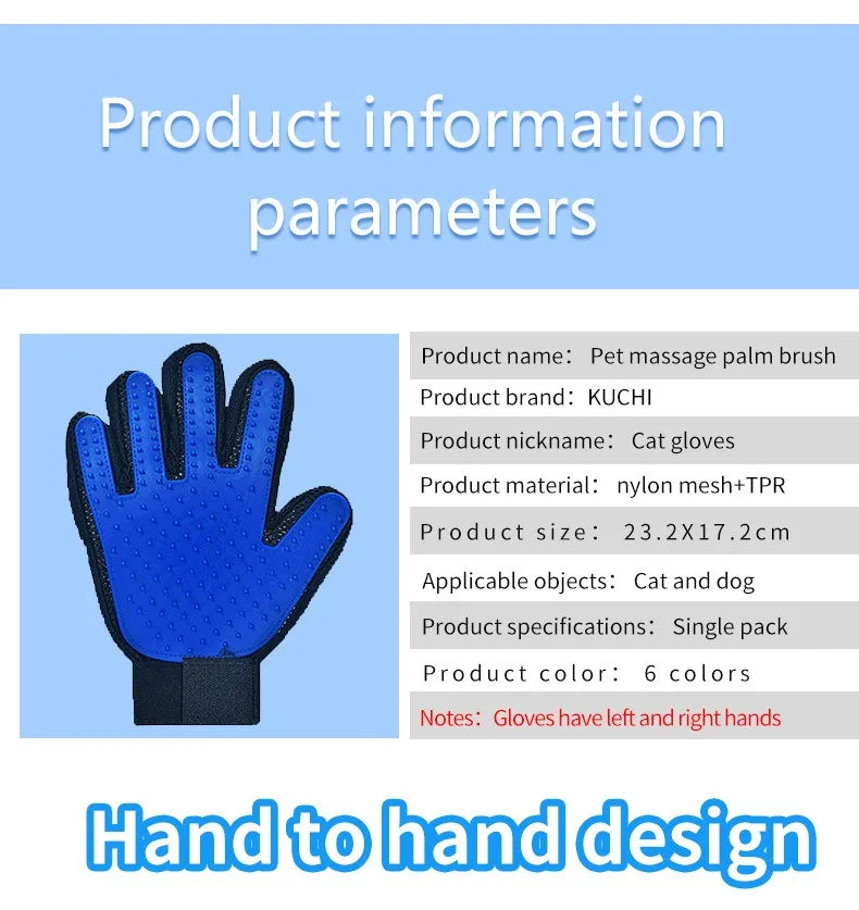 Popular hot selling pet dogs and cat hair combing gloves sturdy and durable effective hair combing pet supplies