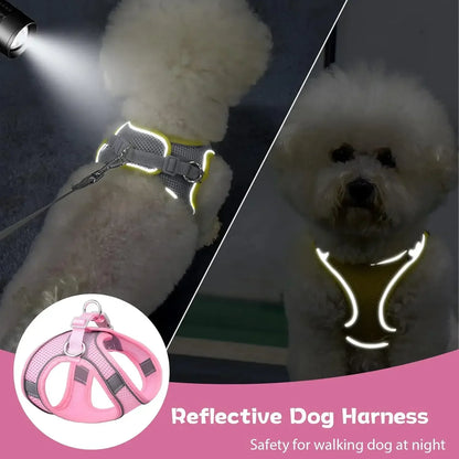 Escape-Proof Dog Harness and Leash Set for Small Dogs Cats Puppy Harness Vest Reflective Kitten Walking Lead Leash Pet Supplies