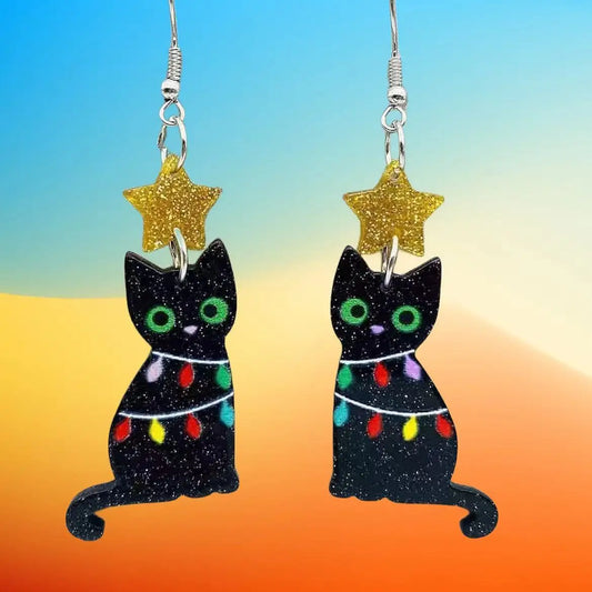 Ladies' fashionable cat design with cute earrings suitable for daily wear, gatherings, and holiday gifts