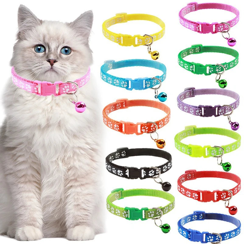 Hot pet for cat bell collar dog print cat collar multi-color optional necklace ring cat rope collar pet supplies