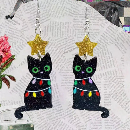 Ladies' fashionable cat design with cute earrings suitable for daily wear, gatherings, and holiday gifts