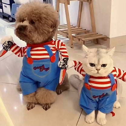 Funny Cat Clothes Halloween Cosplay Costumes For Small Medium Dog Cats Creative Pet Party Kitten Jumpsuits Soft Warm Cat Coat