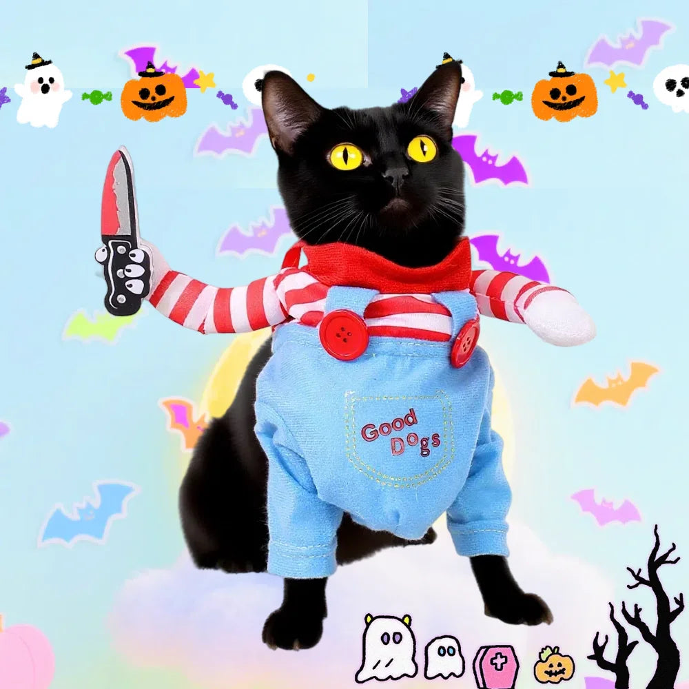 Halloween Cat Costume Funny Dress Up Pet Clothes Cute Cosplay Party Pet Apparel for Small Medium Large Cats Festival Kitten Gift