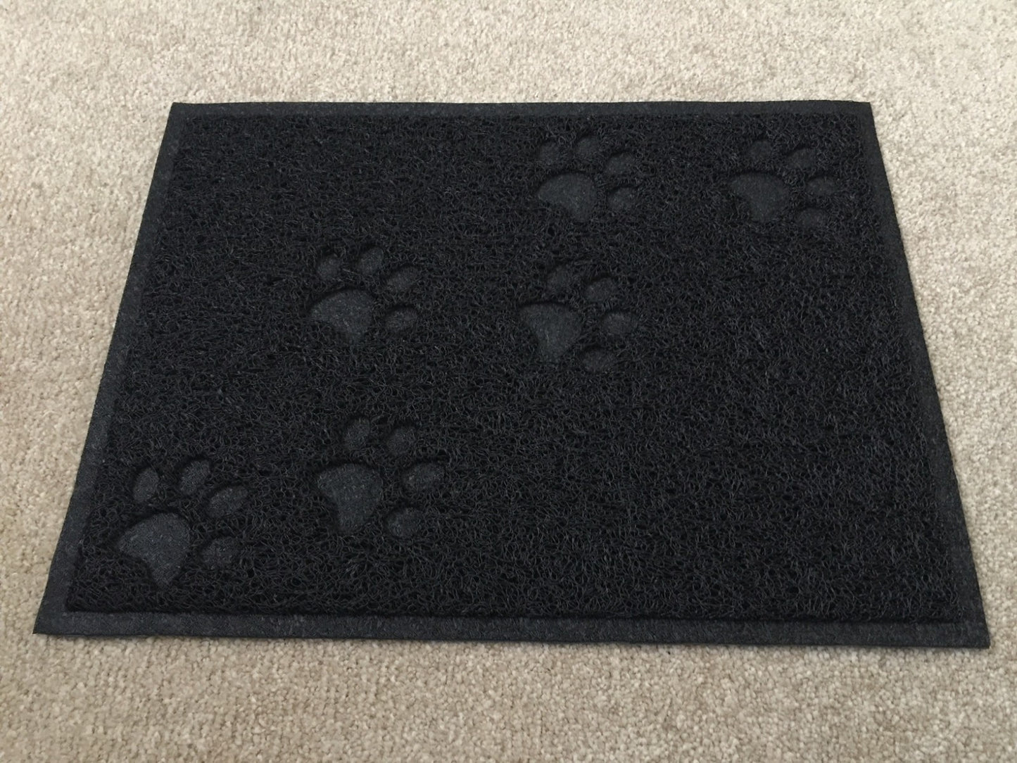 Black Square Shaped PVC Cat Dog Mat Nonslip Pet Food Water Bowl Feeding Placemat