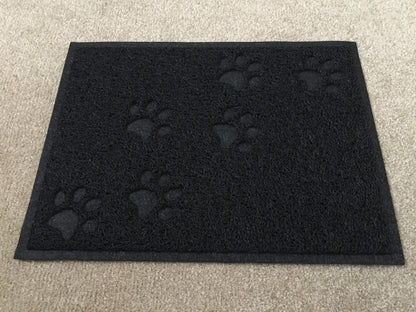 Black Square Shaped PVC Cat Dog Mat Nonslip Pet Food Water Bowl Feeding Placemat