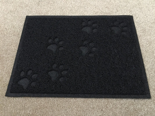 Black Square Shaped PVC Cat Dog Mat Nonslip Pet Food Water Bowl Feeding Placemat